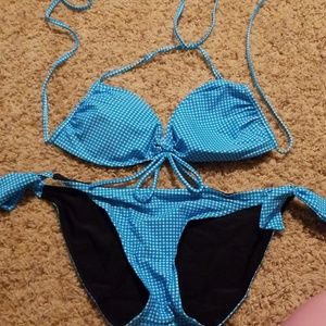 Blue Plaid Gingham Reversible Bikini